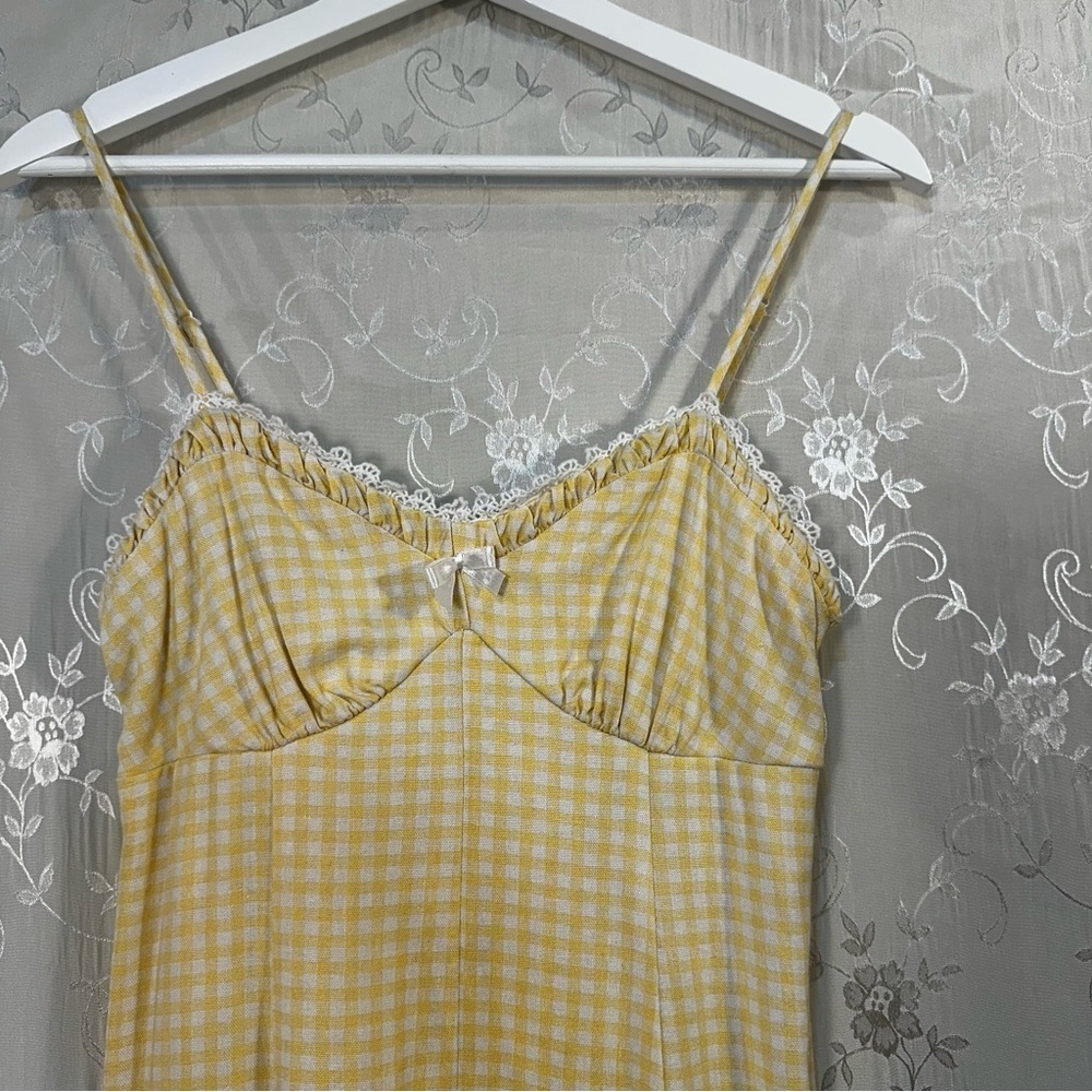 Trixxi Yellow Checkered Spaghetti Strap Dress - Picture 4 of 8
